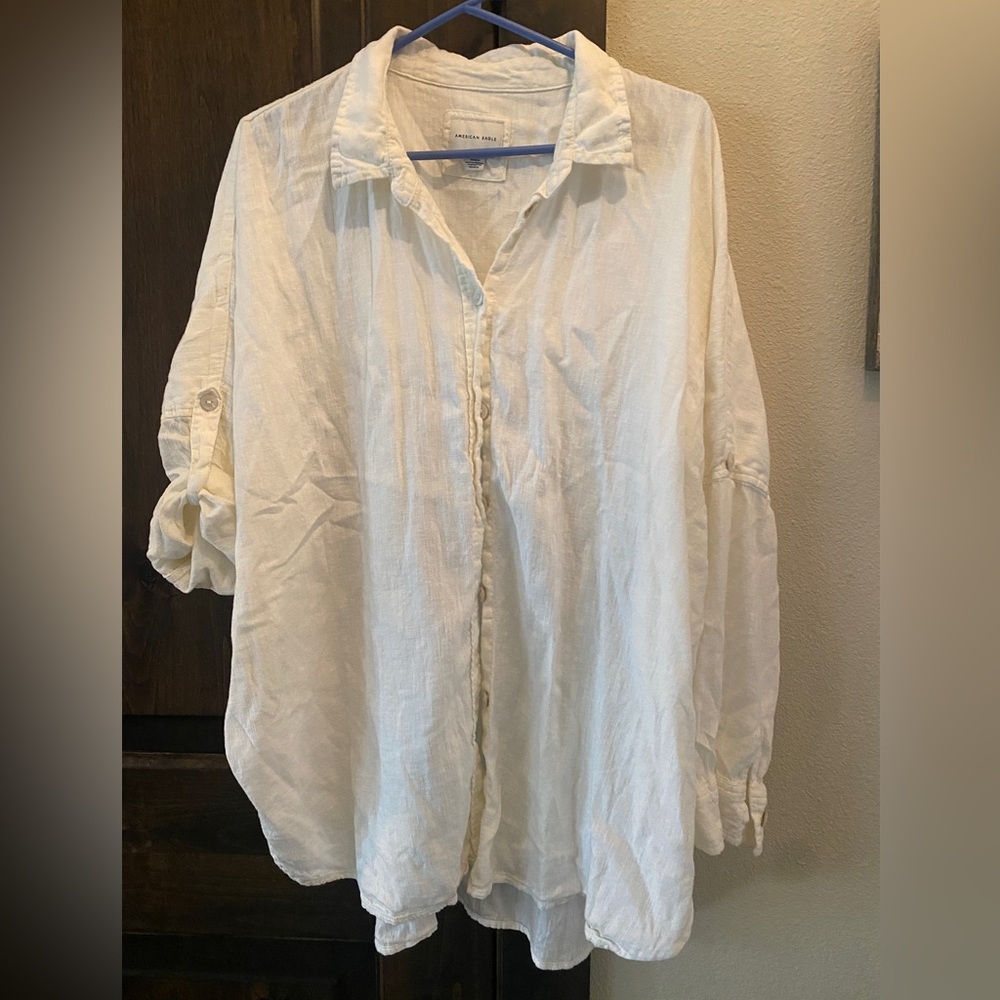 American eagle cream oversized button up. New without tags.